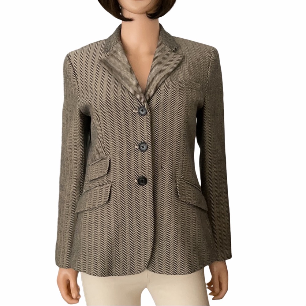 NWOT Ralph Lauren Chaps Houndstooth Cotton Blazer Jacket Size 6